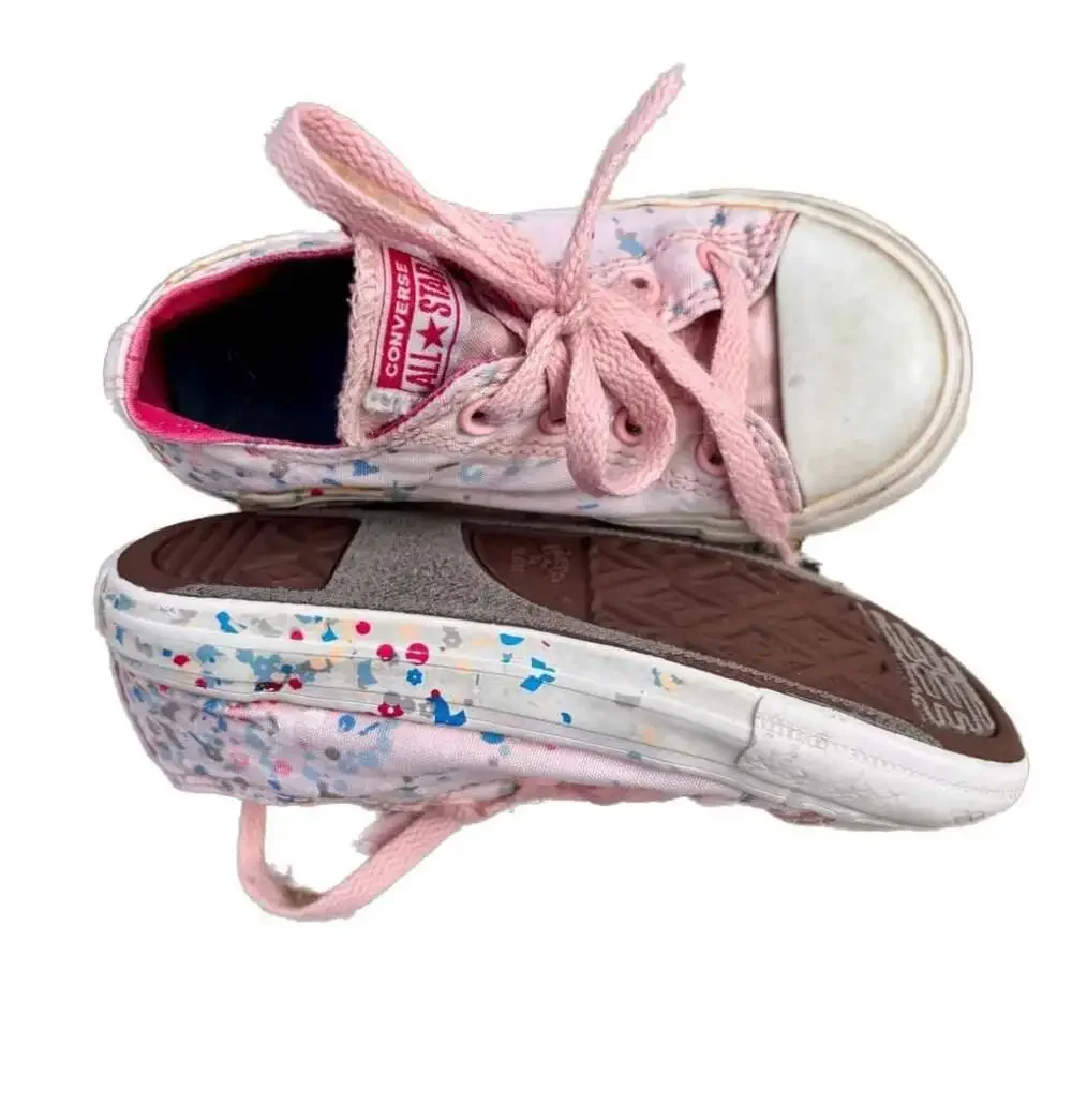 Converse‎ Chuck Taylor All Star Kids Pink Floral Polka Dot Sneakers Size 9